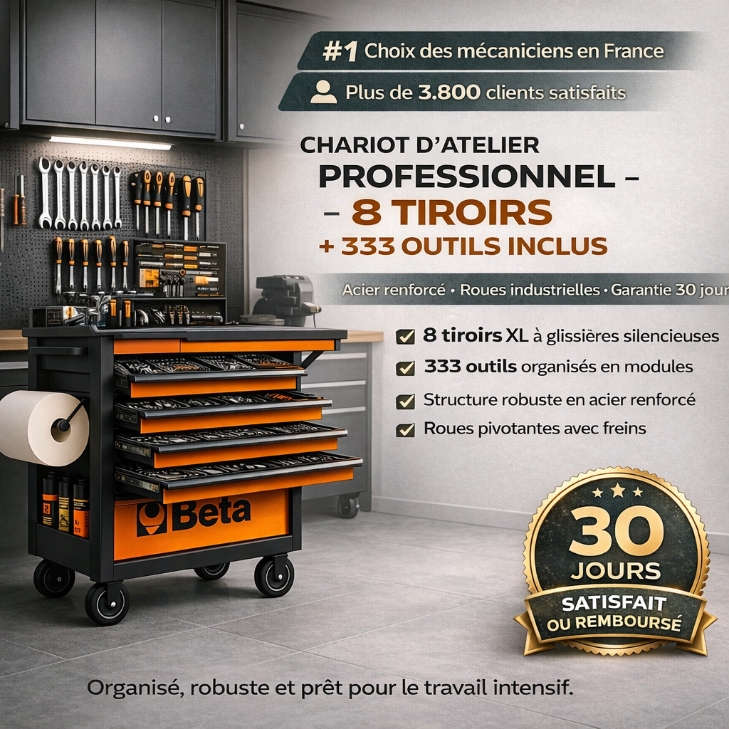 Chariot d’Outils Professionnel Beta™ – 8 Tiroirs + Kit de 333 Pièces